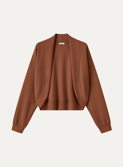 Lyocell Spacer Knit Long Sleeve Drop-Shoulder Shrug Cardigan