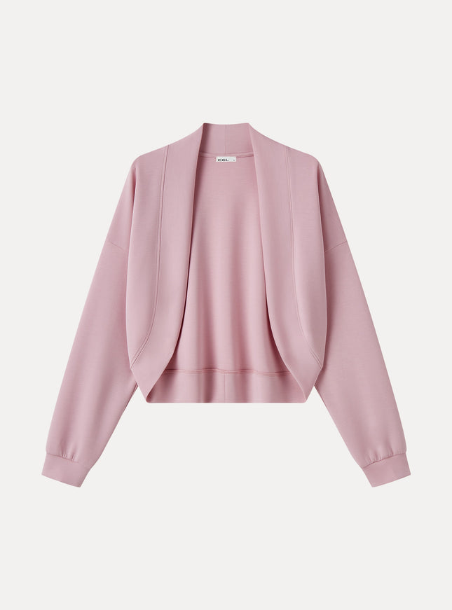Lyocell Spacer Knit Long Sleeve Drop-Shoulder Shrug Cardigan
