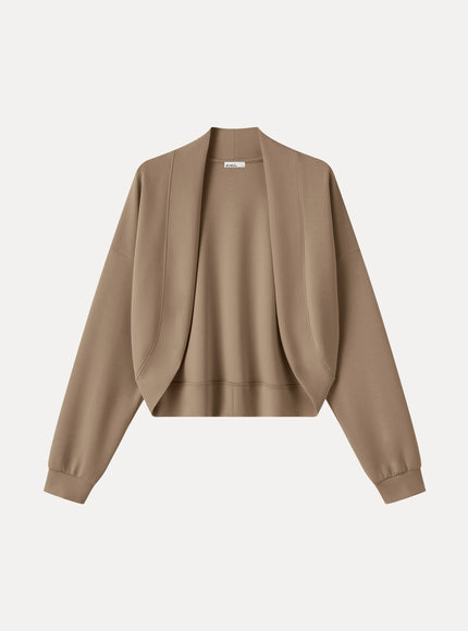 Lyocell Spacer Knit Long Sleeve Drop-Shoulder Shrug Cardigan