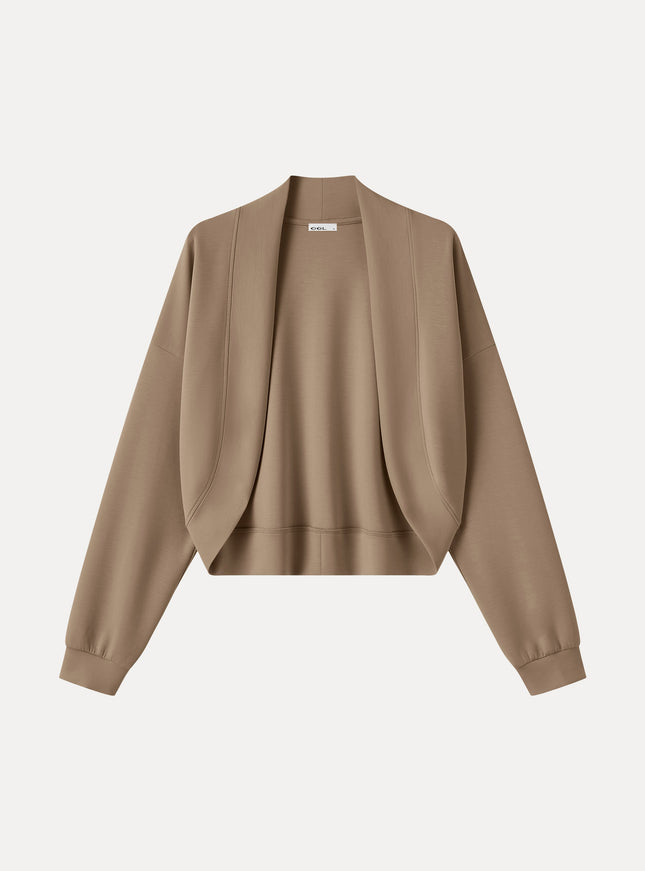 Lyocell Spacer Knit Long Sleeve Drop-Shoulder Shrug Cardigan