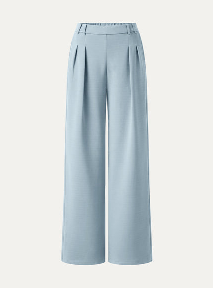 Lyocell Spacer Knit High-Rise Wide-Leg Tuck Pants with Pockets