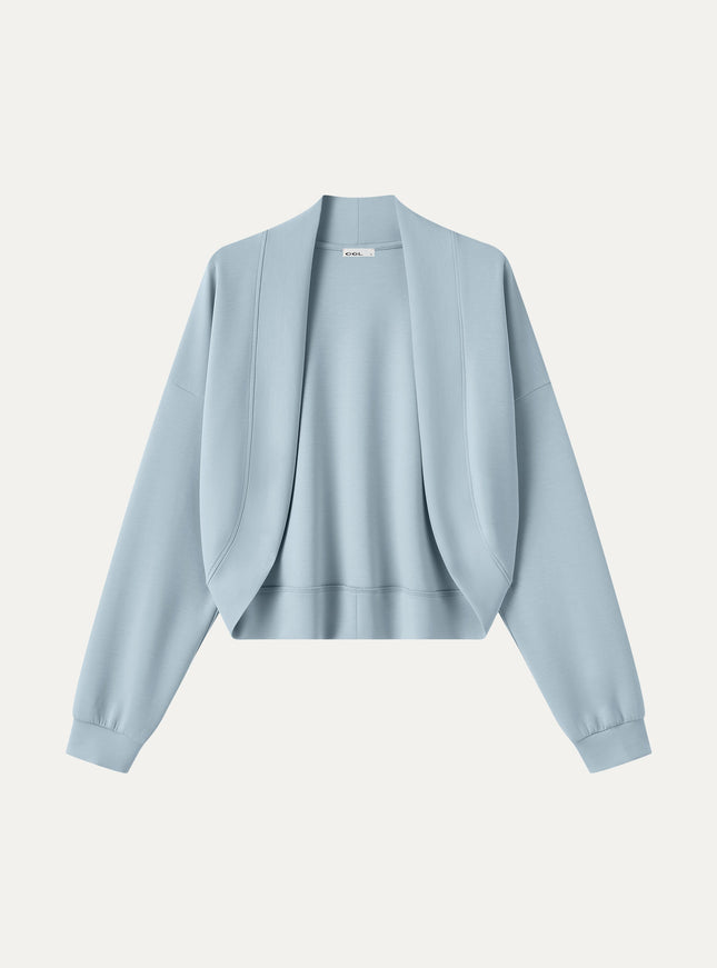 Lyocell Spacer Knit Long Sleeve Drop-Shoulder Shrug Cardigan