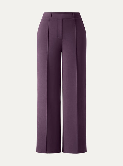 Wrinkle-Resistant Mid Rise Straight Leg Pants with Pockets