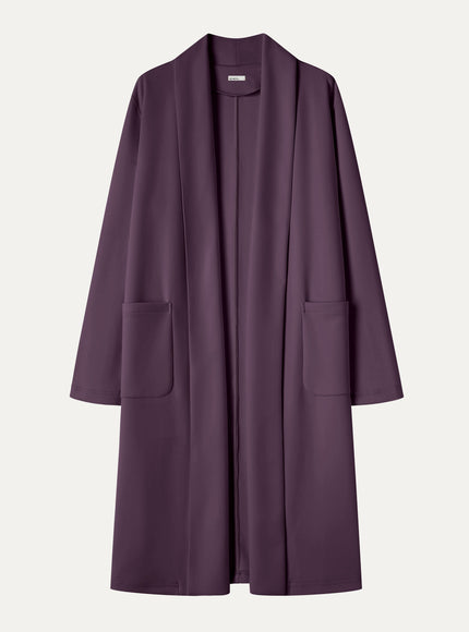 Modal Spacer Knit Shawl Collar Pocketed Long Cardigan