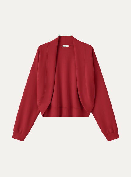 Lyocell Spacer Knit Long Sleeve Drop-Shoulder Shrug Cardigan