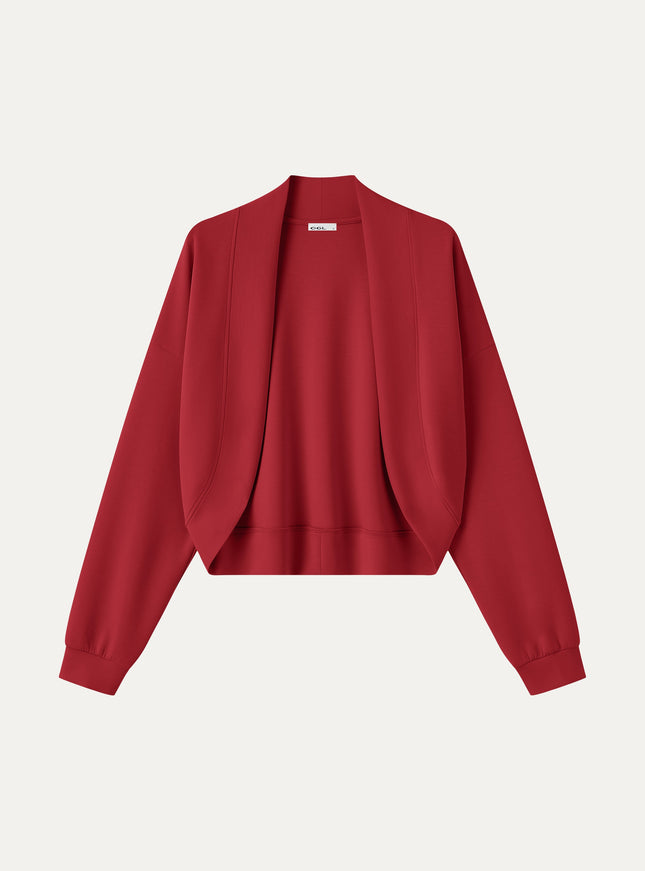 Lyocell Spacer Knit Long Sleeve Drop-Shoulder Shrug Cardigan