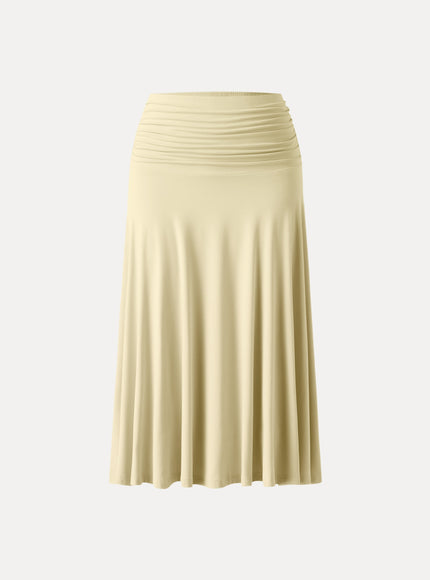 Flowy Side Ruched A-line Midi Skirt