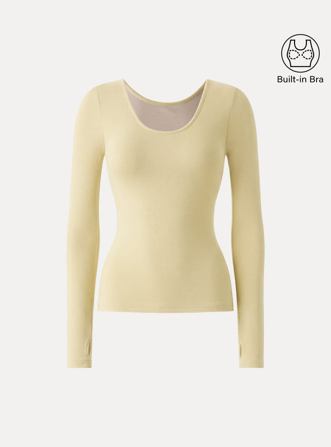 Lyocell Cashmere Scoop Neck Thumbhole Bra Top