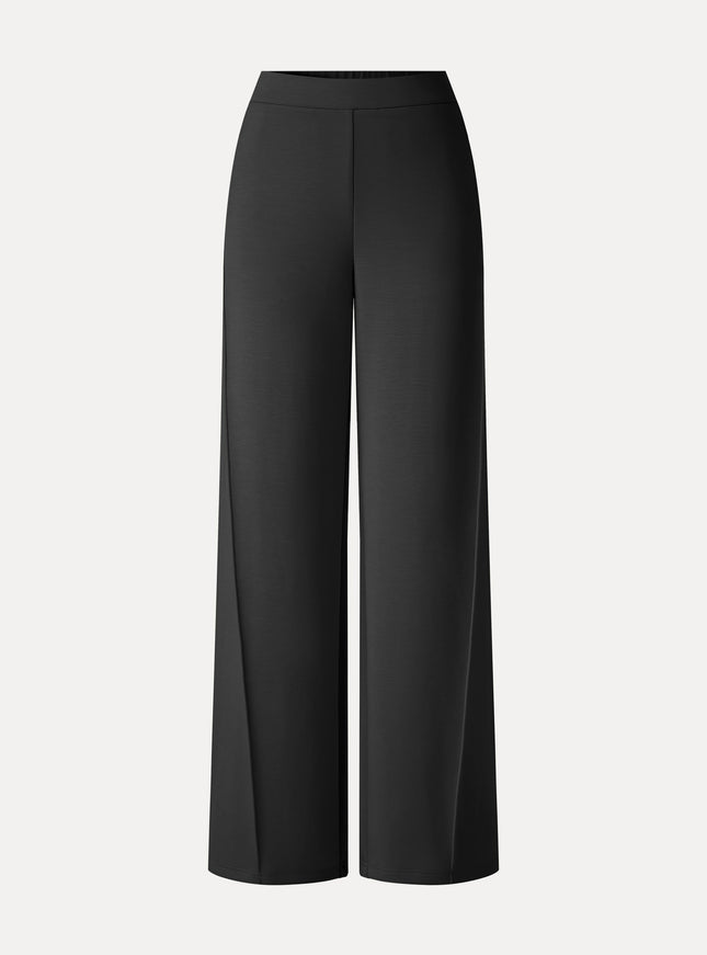 Modal Spacer Knit High-Rise Wide-Leg Pants with Pockets