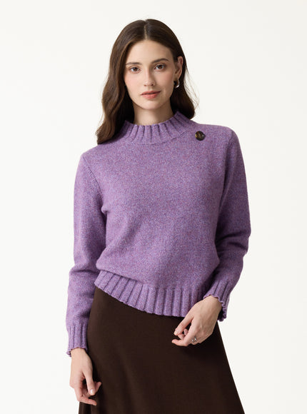 Merino Blend Plush Sweater with Removable Scarf