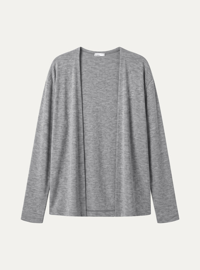Premium Lyocell-Wool Open-Front Long Sleeve Cardigan