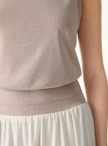 Cotton-Linen Blend Reversible Boatneck Low Back Top