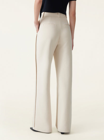 Stretchy Mid Rise Wide Leg Trouser
