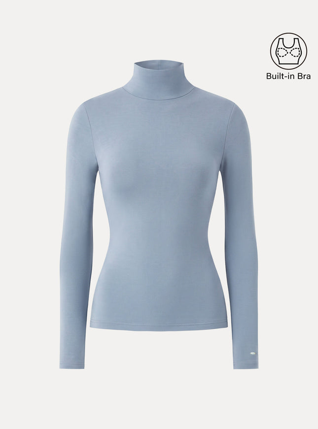 MaxWarm Turtleneck Long Sleeve Built-In Bra Top