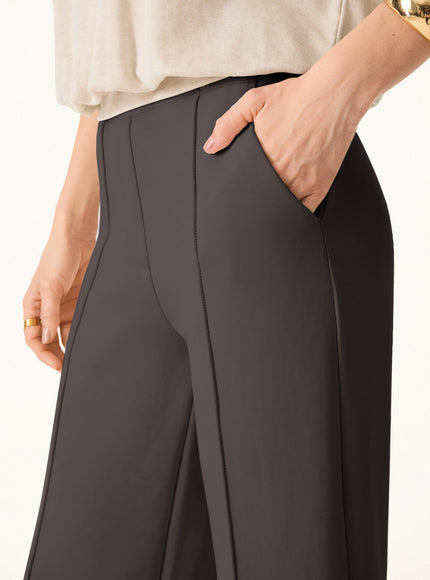 2Pcs Set V-Neck Elbow Sleeve Top & Mid Rise Straight Leg Pants with Pockets