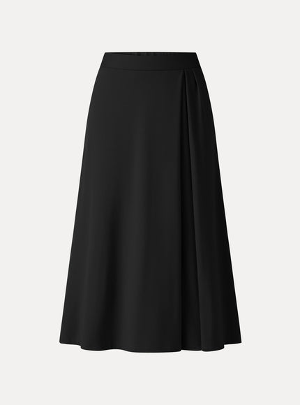 Ponte Mid-Rise Tucked A-Line Midi Skirt with Pockets