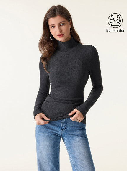 MaxWarm Turtleneck Long Sleeve Built-In Bra Top
