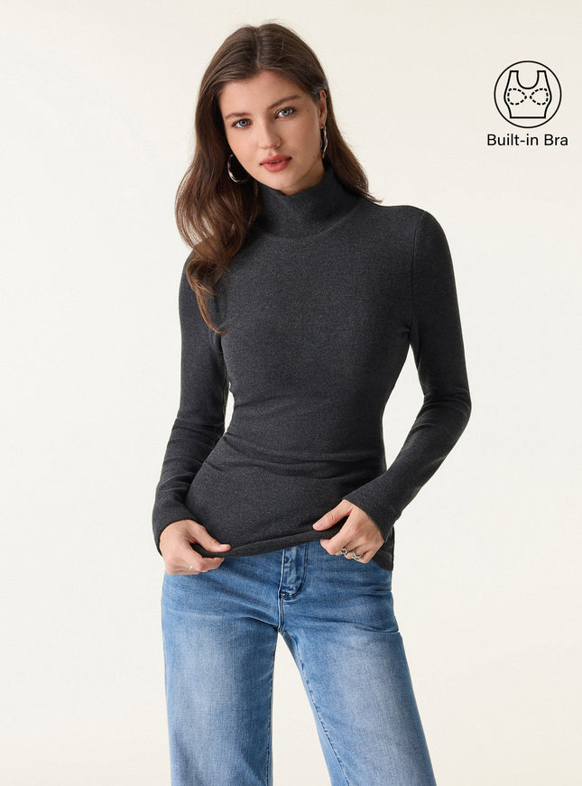 MaxWarm Turtleneck Long Sleeve Built-In Bra Top