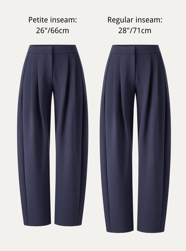 Ponte Low-Rise Ankled Barrel Pants with Pockets