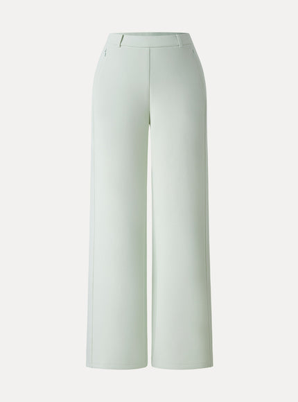 Stretch Cotton Blend Slimming High Rise Wide Leg Pants