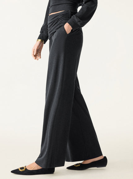 Non-Itchy Wool Blend Drapey Wide Leg Pull-on Pants with Pockets