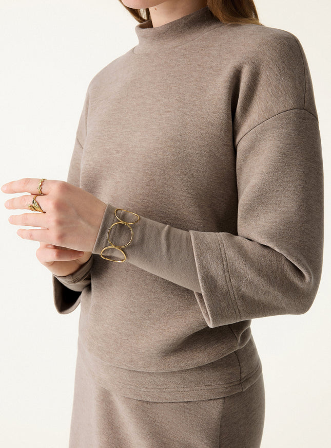 Mockneck Sleeve-Warmer Top