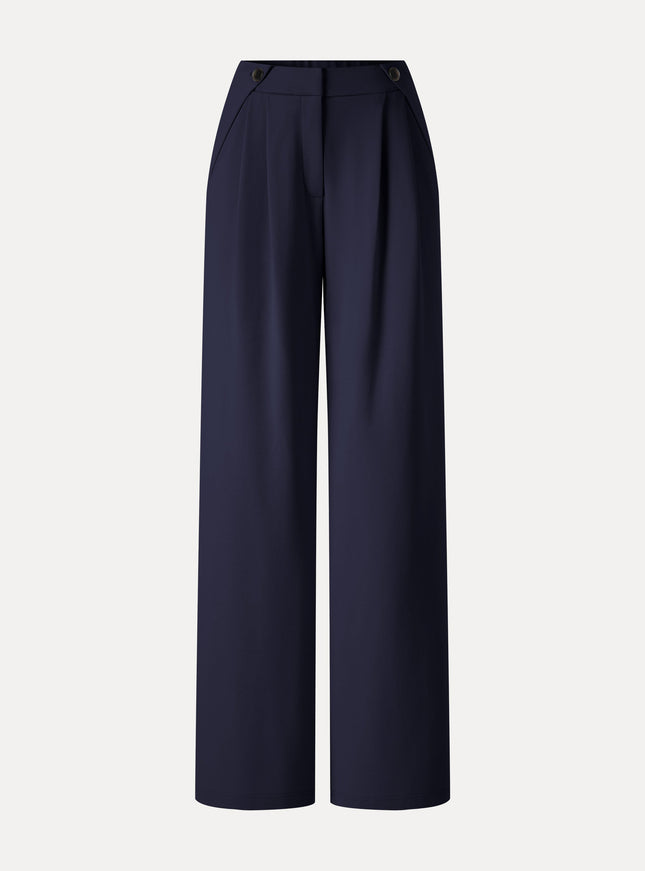 Ponte High-Rise Wide-Leg Gusset Pants with Pockets
