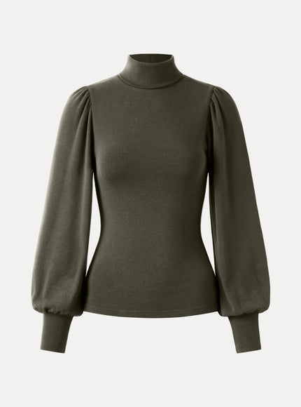 Turtleneck Puff Sleeve Top