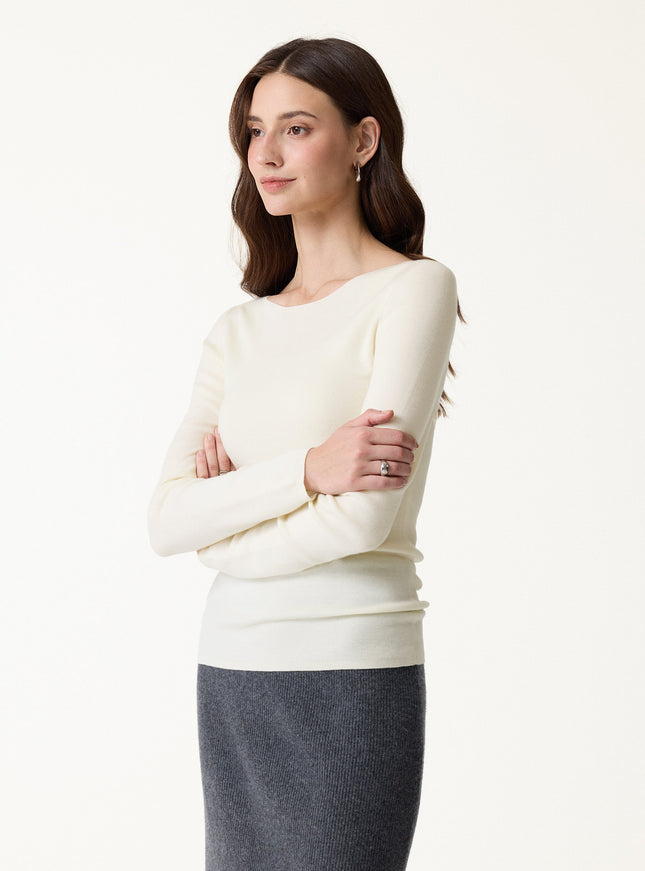 100% Merino Wool Boat Neck Sweater