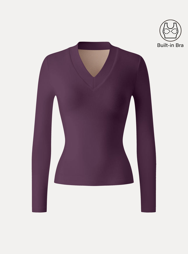V-neck Wide Binding Slimming Built-In Bra Top