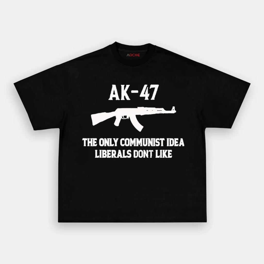 AQCHIC AK47 The Only Communist Unisex Graphic Heavyweight Cotton Shirt