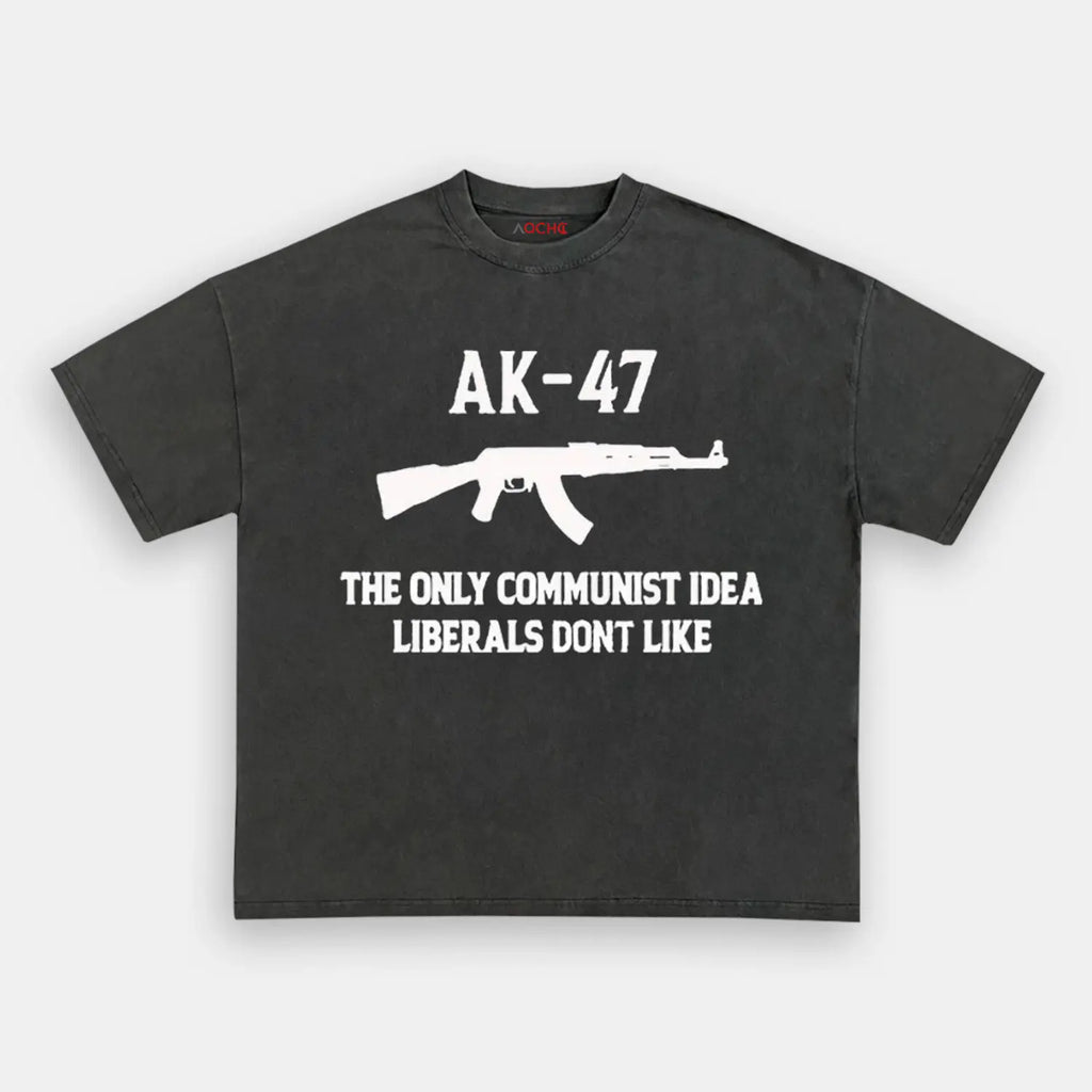 AQCHIC AK47 The Only Communist Unisex Graphic Heavyweight Cotton Shirt