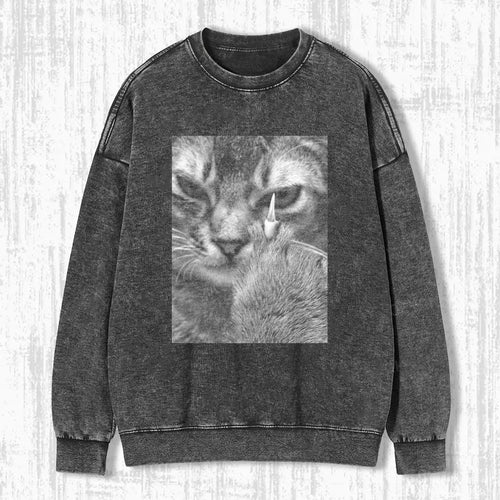 AQCHIC ANGRY CAT 2.0 Unisex Graphic Heavyweight Cotton Shirt