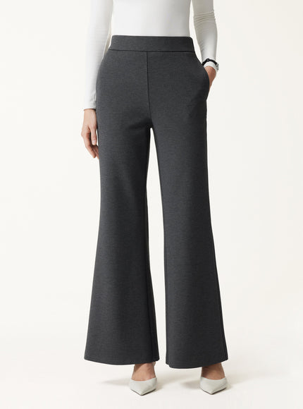 Ponte High-Rise Wide-Leg Pants with Pockets - Pure Black