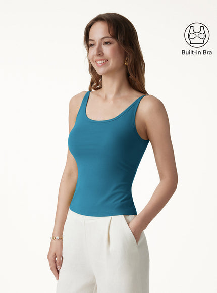 Scoop Neck Built-In Bra Top