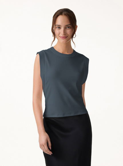 Soft Cotton Lyocell Cropped Wide Shoulder Tank