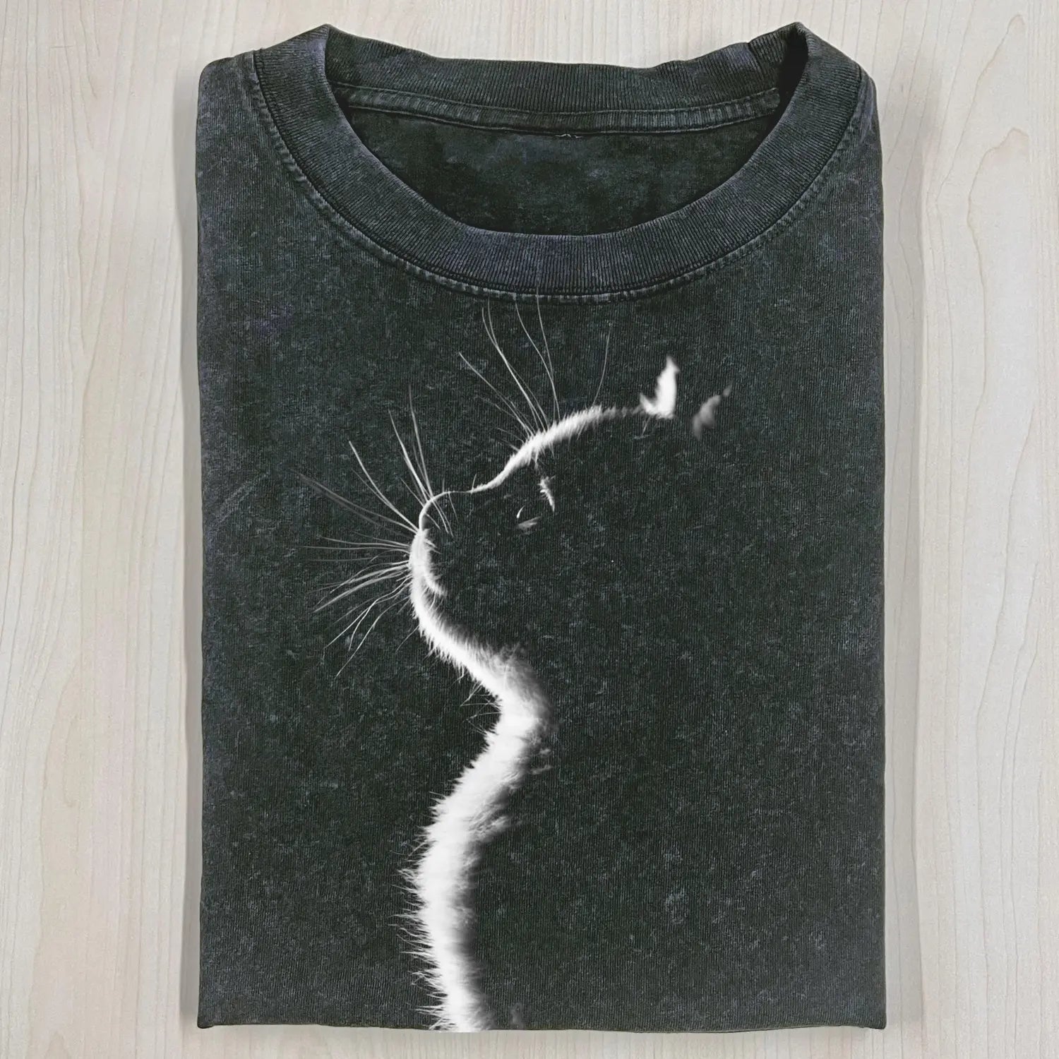 AQCHIC Backlit Cat Unisex Graphic Heavyweight Cotton Shirt