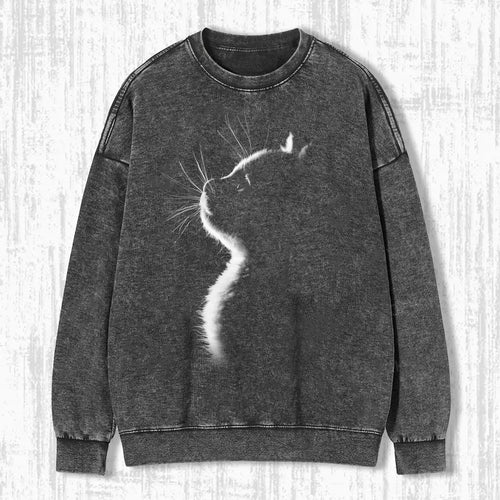 AQCHIC Backlit Cat Unisex Graphic Heavyweight Cotton Shirt