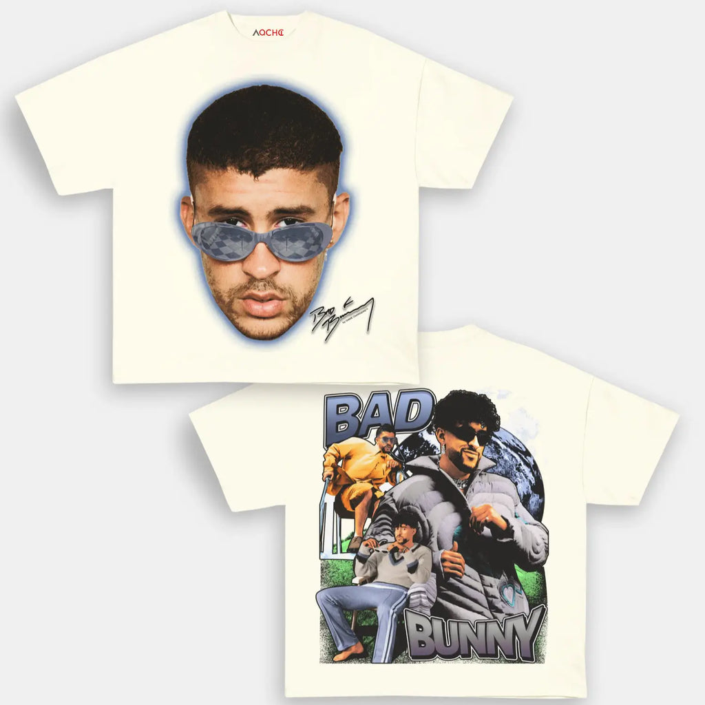 AQCHIC BAD BUNNY Unisex Graphic Heavyweight Cotton Shirt