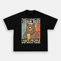 AQCHIC BEAR BEER Unisex Graphic Heavyweight Cotton Shirt