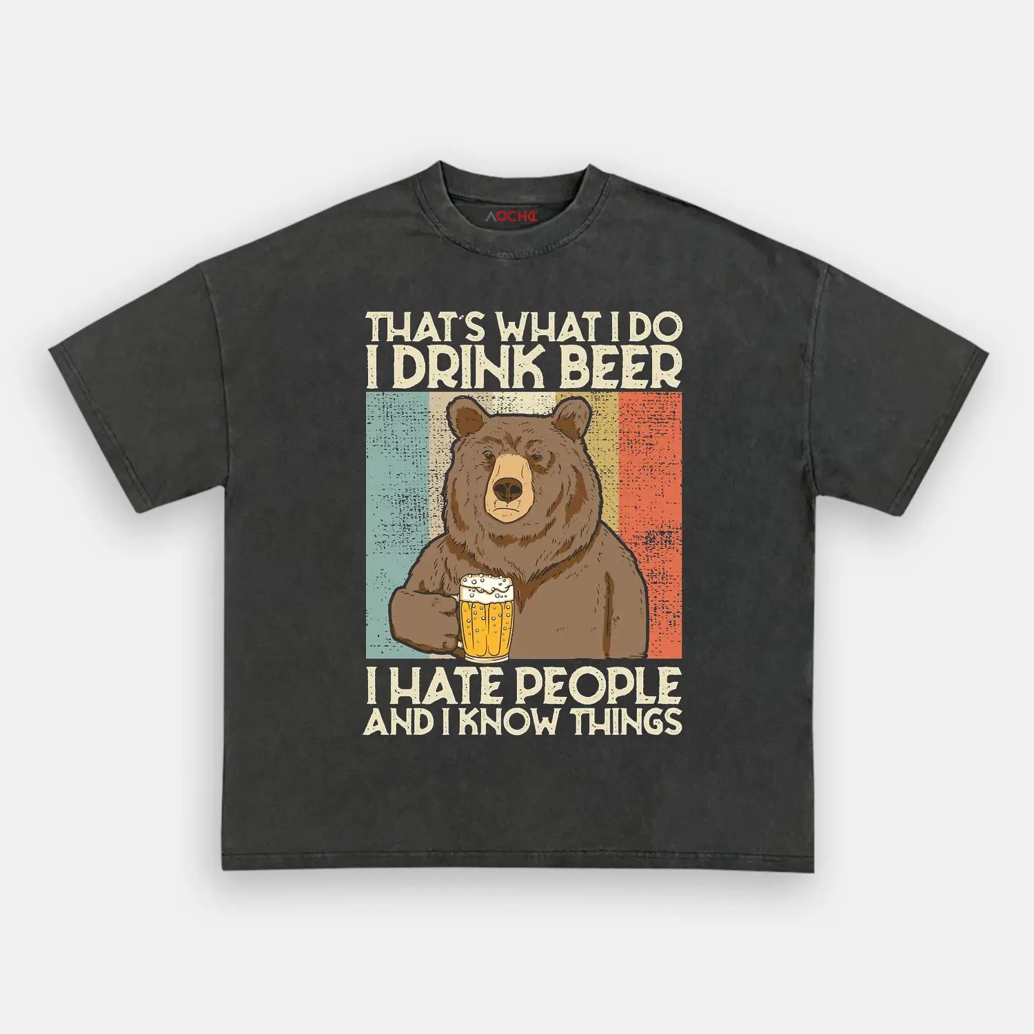 AQCHIC BEAR BEER Unisex Graphic Heavyweight Cotton Shirt