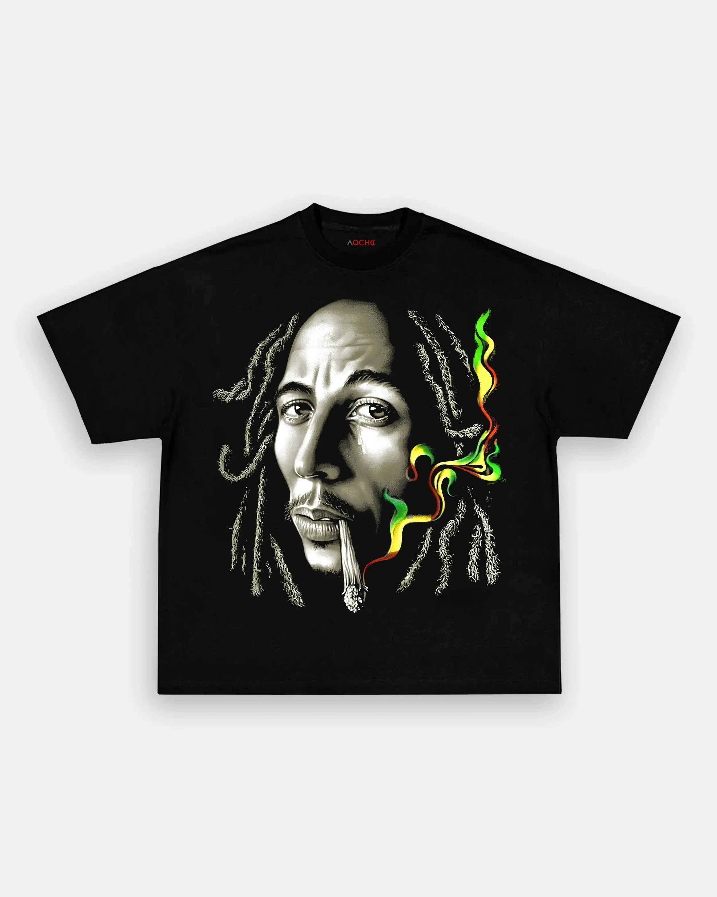 AQCHIC Big Face Bob Marley Unisex Graphic Heavyweight Cotton Shirt