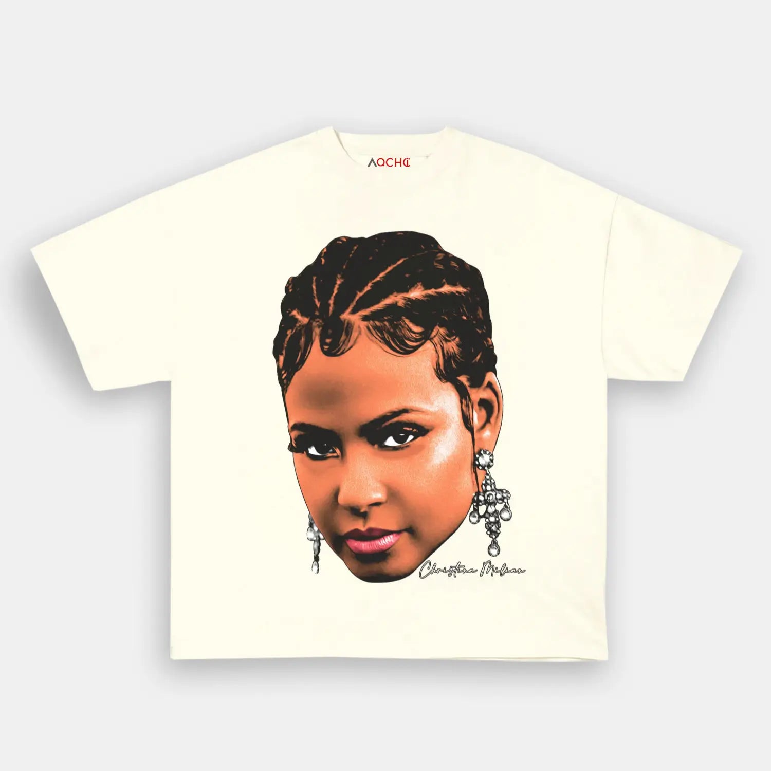 AQCHIC Christina Milian Big Face Unisex Graphic Heavyweight Cotton Shirt