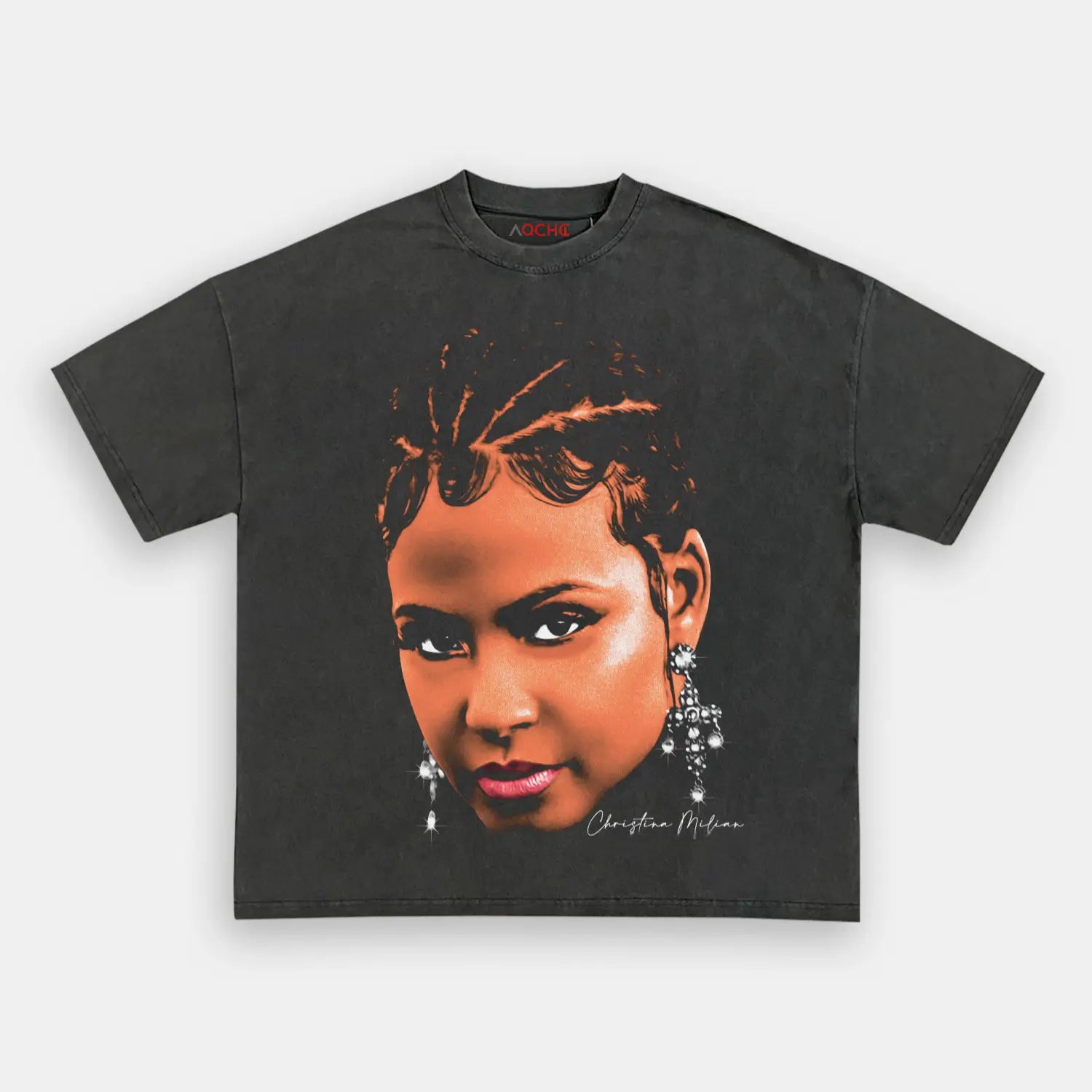 AQCHIC Christina Milian Big Face Unisex Graphic Heavyweight Cotton Shirt
