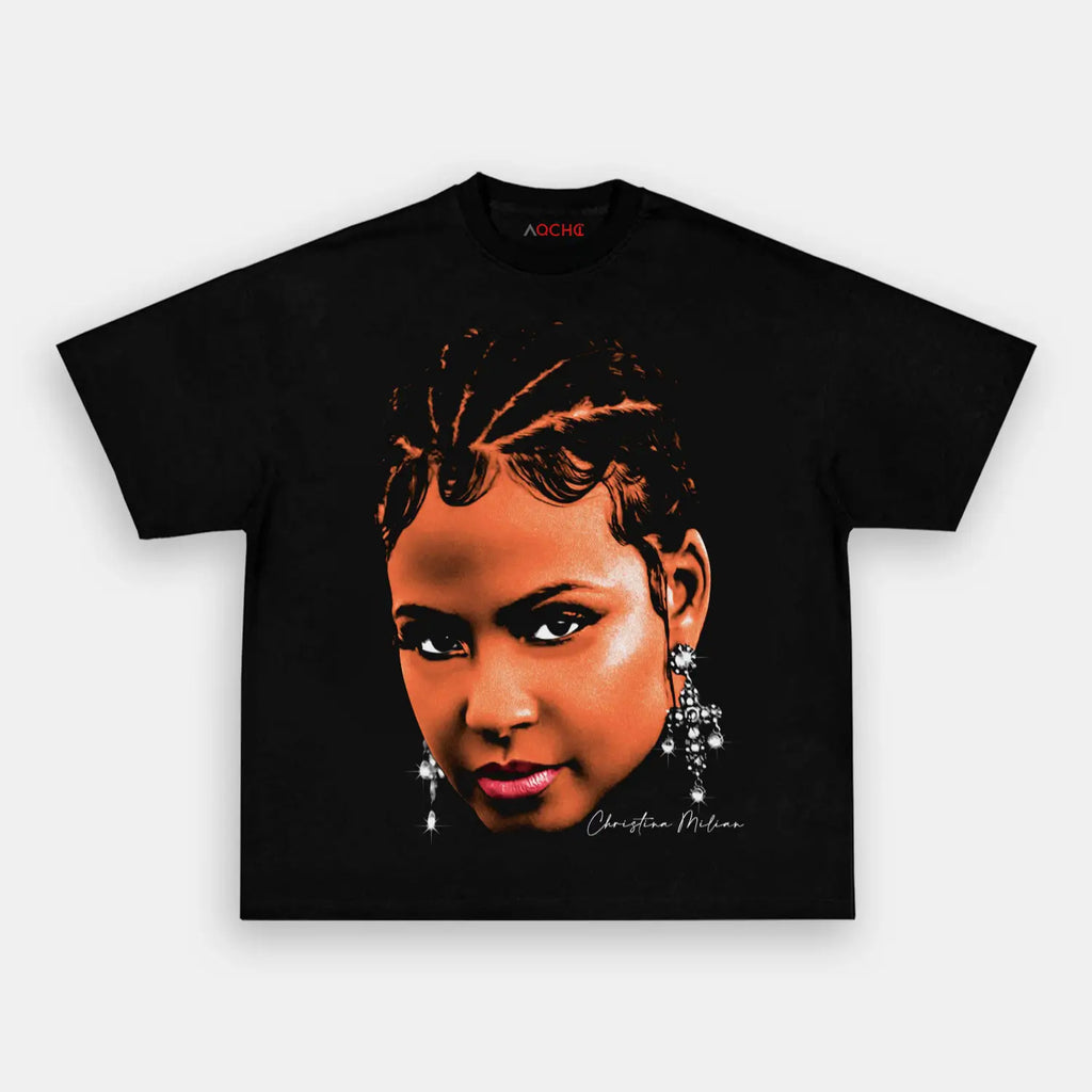 AQCHIC Christina Milian Big Face Unisex Graphic Heavyweight Cotton Shirt
