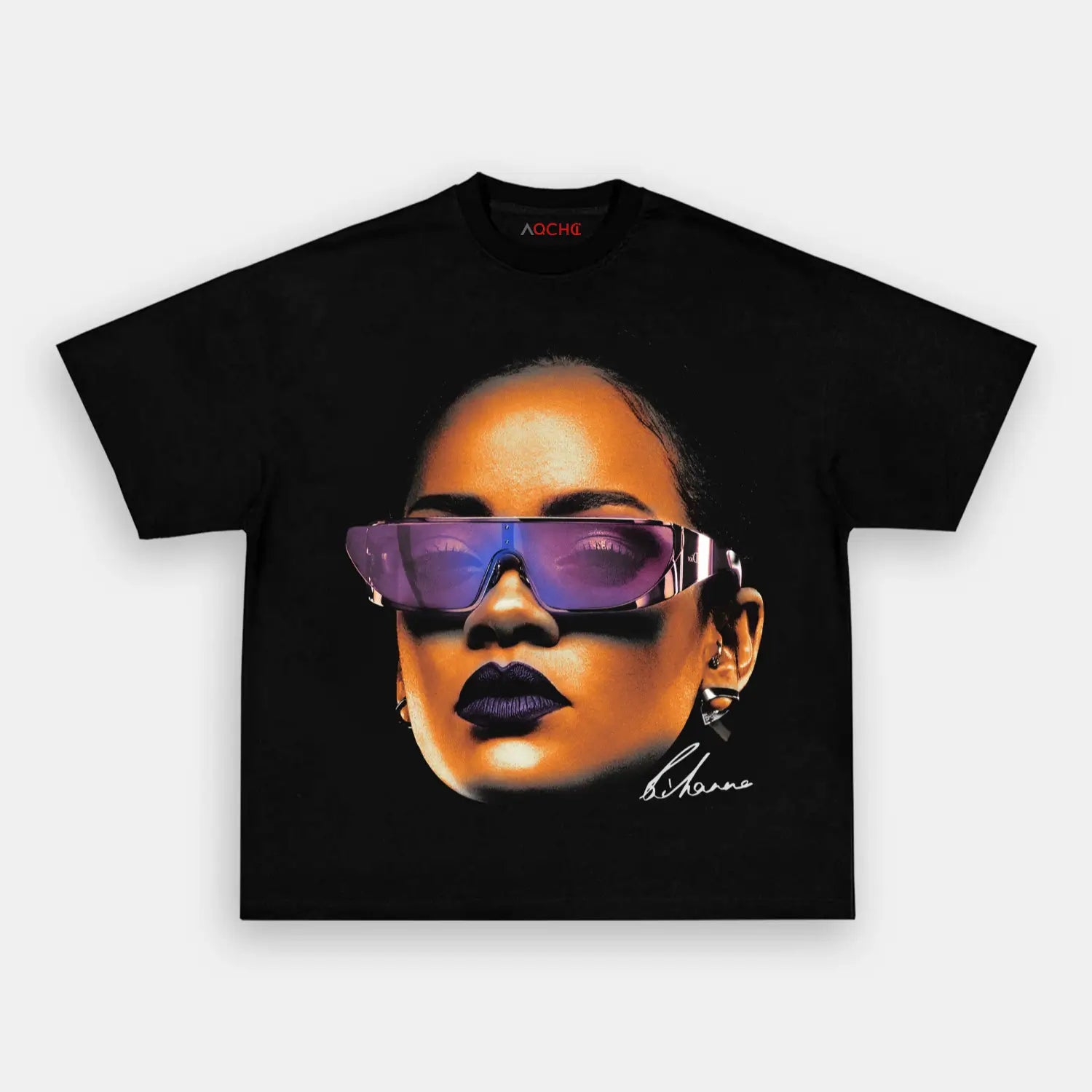 AQCHIC Big Face Rihanna Unisex Graphic Heavyweight Cotton Shirt
