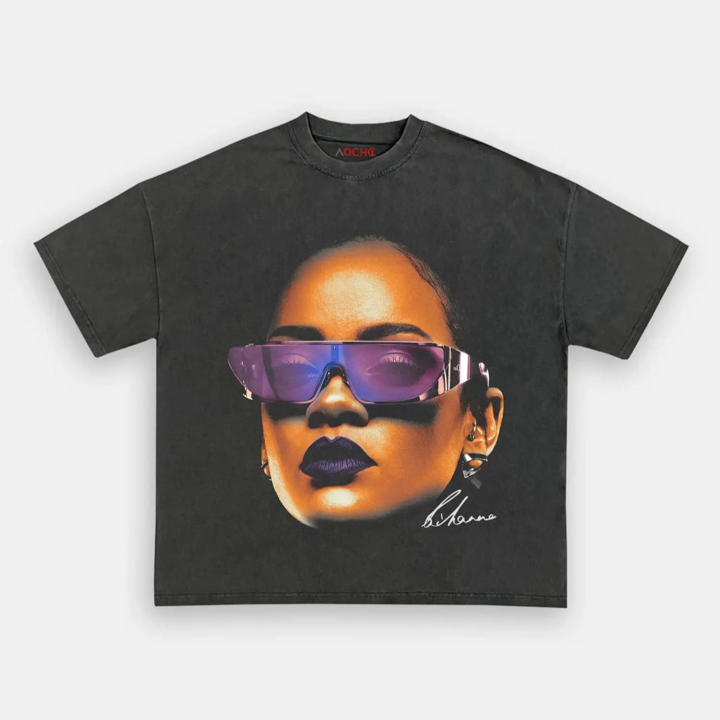 AQCHIC Big Face Rihanna Unisex Graphic Heavyweight Cotton Shirt
