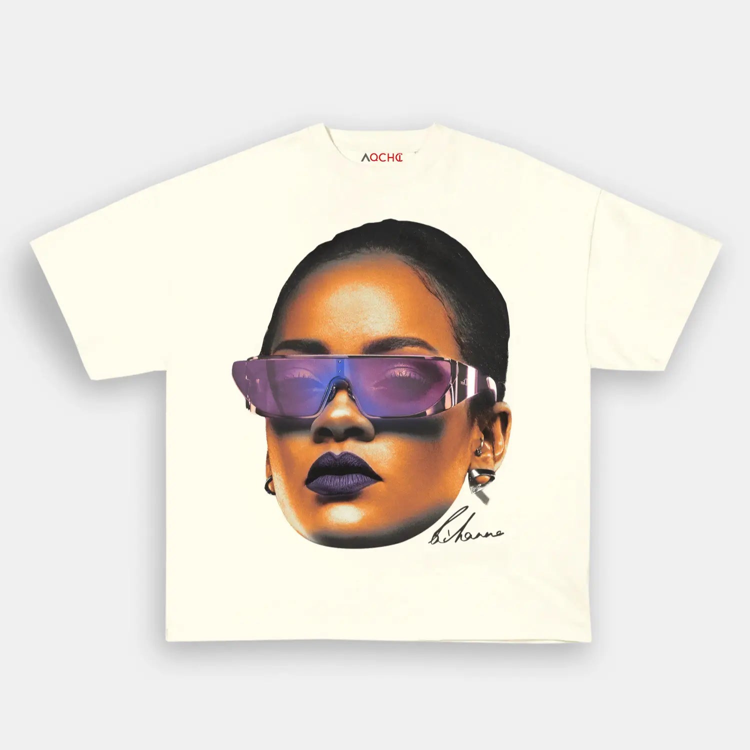 AQCHIC Big Face Rihanna Unisex Graphic Heavyweight Cotton Shirt
