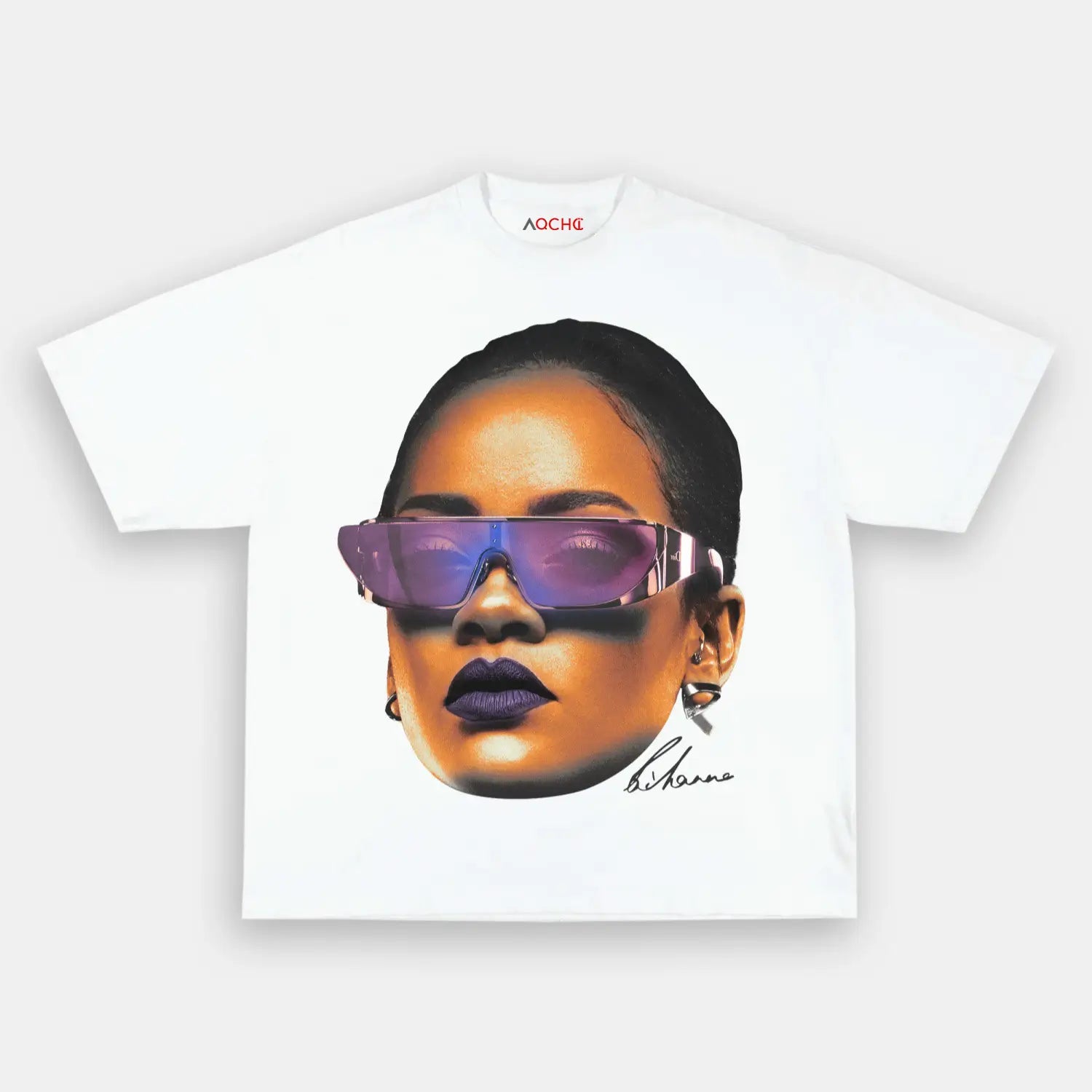 AQCHIC Big Face Rihanna Unisex Graphic Heavyweight Cotton Shirt