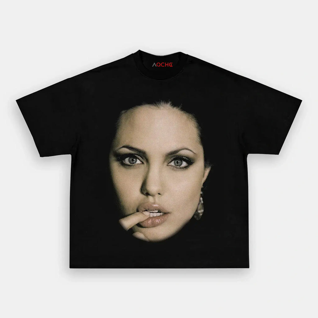 AQCHIC Big Face Angelina Unisex Graphic Heavyweight Cotton Shirt